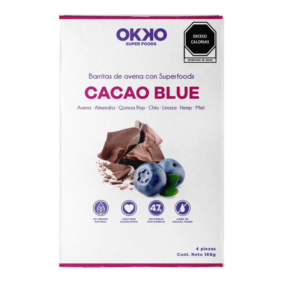 BARRITAS DE AVENA OKKO CACAO BLUE (4 PIEZAS)