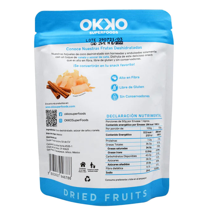 COCO OKKO DESHIDRATADO CON CANELA 50 GR