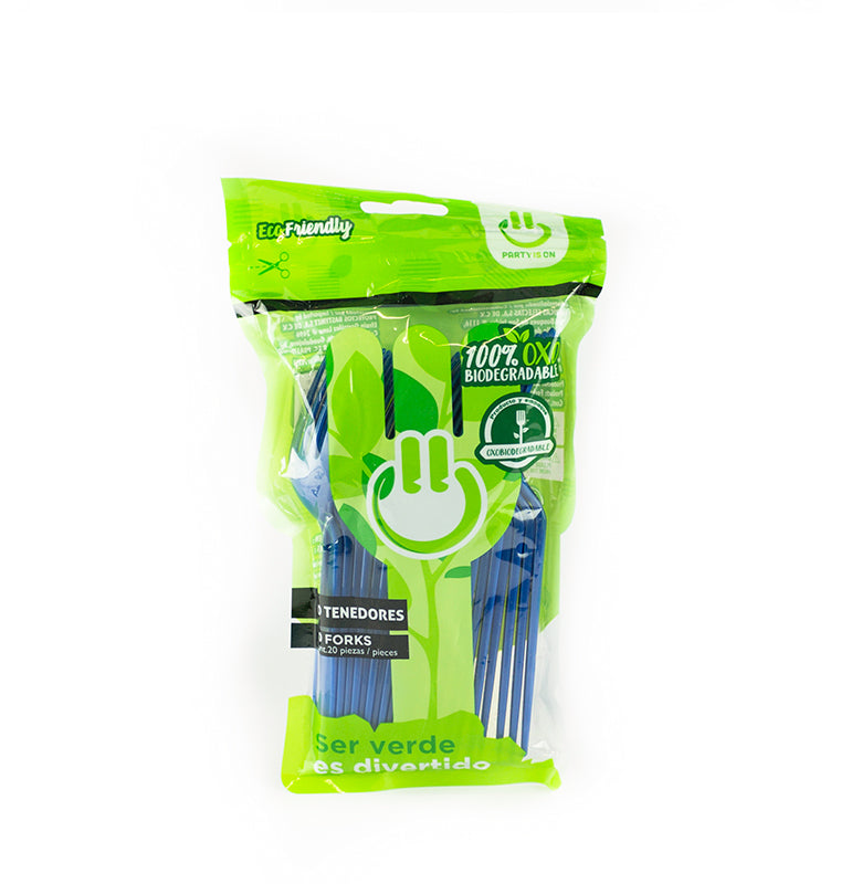 TENEDOR PARTYISON AZUL REY 20 PZ