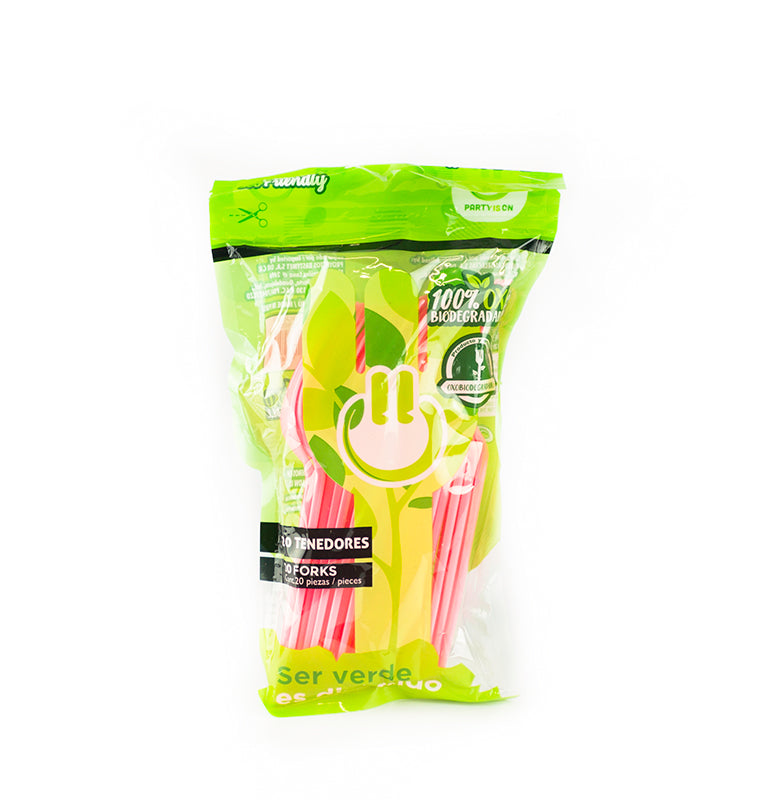 TENEDOR PARTYISON ROSA 20 PZ