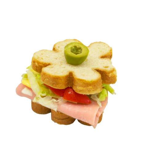 SANDWICH DE FLOR RELLENO DE JAMÓN Y QUESO