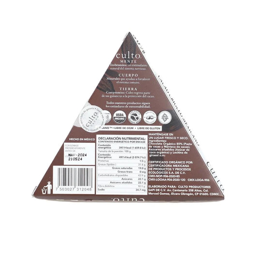 CHOCOLATE CULTO 80% CACAO 80 GR