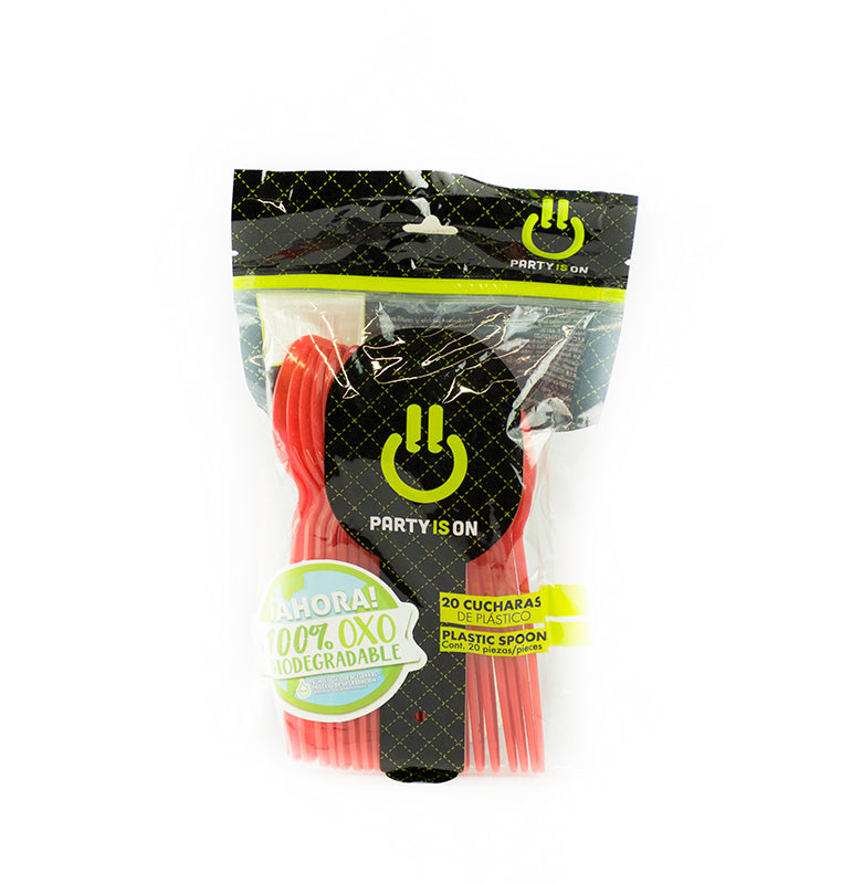 CUCHARA PARTYISON ROJO 20 PZ