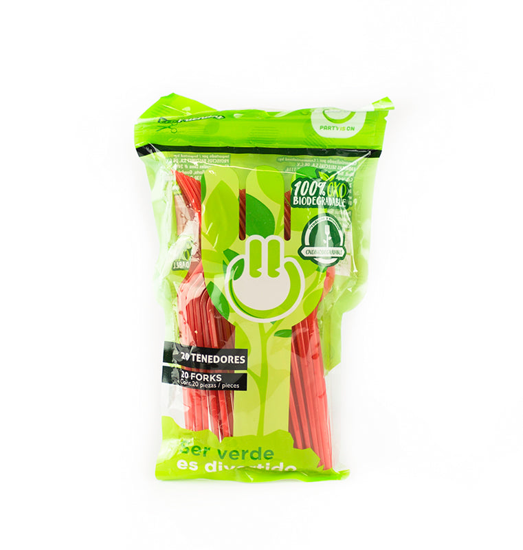 TENEDOR PARTYISON ROJO 20 PZ