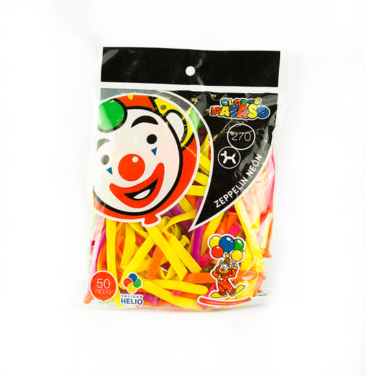 GLOBO PAYASO NO. 270 ZEPPELIN NEON 50 PZ