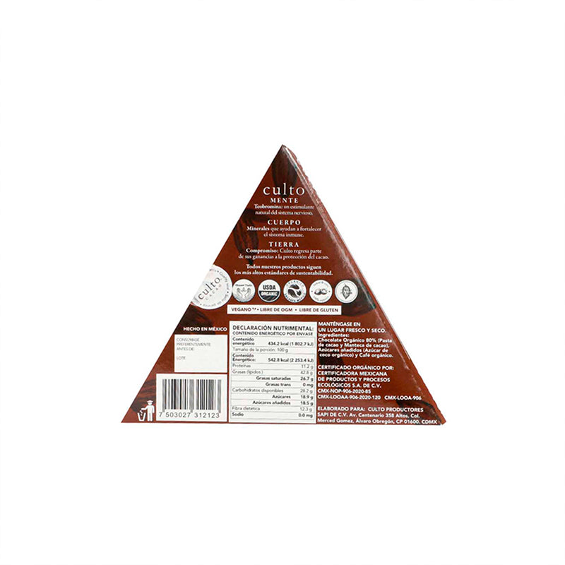 CHOCOLATE CULTO 80% CACAO CAFÉ 80 GR
