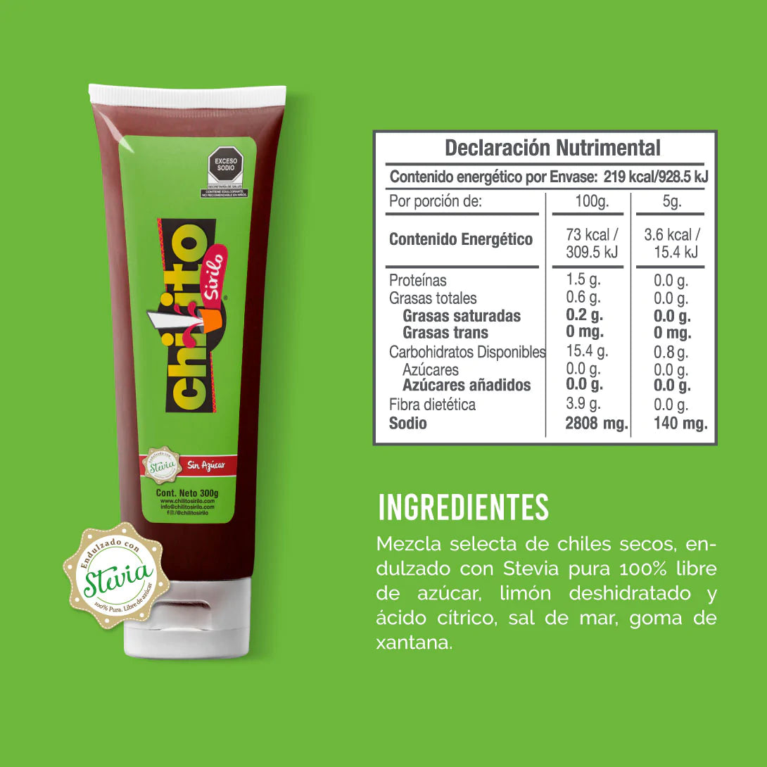SALSA CHILITO SIRILO LIQUIDO STEVIA 300 GR